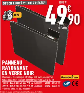 Panneau rayonnant en verre noir