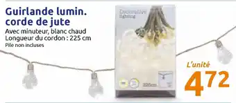 Action Guirlande lumin corde de jute offre