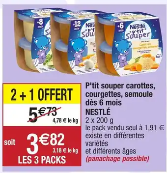 Migros P'tit souper carottes courgettes semoule dès 6 mois offre