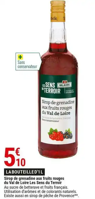 Gamm vert Sirop de grenadine aux fruits rouges du val de loire les sens du terroir offre
