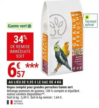 Gamm vert Gamm vert repas complet pour grandes perruches offre