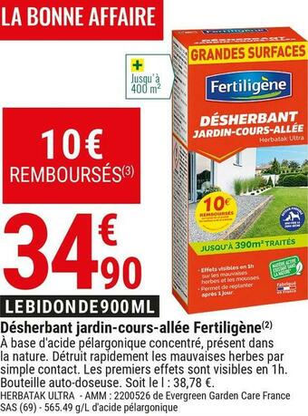 Gamm vert Fertiligène désherbant jardin-cours-allée offre