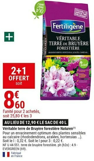 Gamm vert Fertiligène véritable terre de bruyère forestière naturen offre