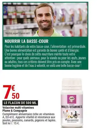 Gamm vert Plume & compagnie volacrine multi-vitamines offre