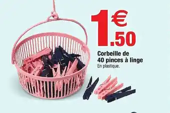 Bazarland Corbeille De 40 Pinces à Linge offre