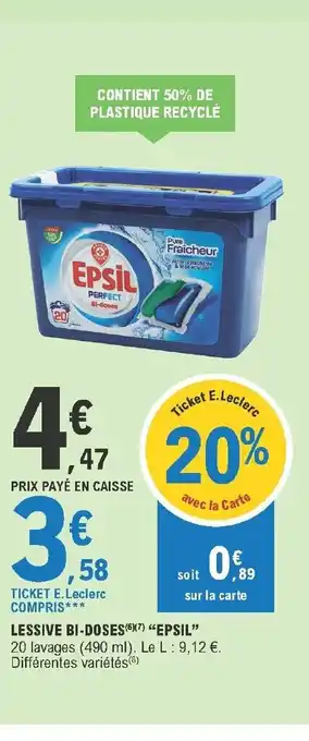 E.Leclerc Lessive Bi-Doses "Epsil" offre