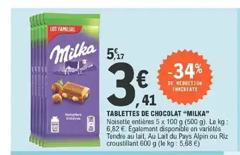 E.Leclerc Tablettes De Chocolat "Milka" offre