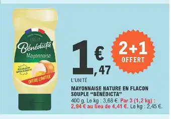 E.Leclerc Mayonnaise Nature En Flacon Souple "Bénédicta" offre