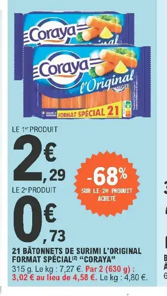 E.Leclerc 21 Batonnets De Surimi L'Original Format Spécial "Coraya" offre
