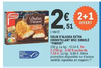 E.Leclerc Colin D'alaska Extra Croustillant Msc Surgelé "Findus" offre