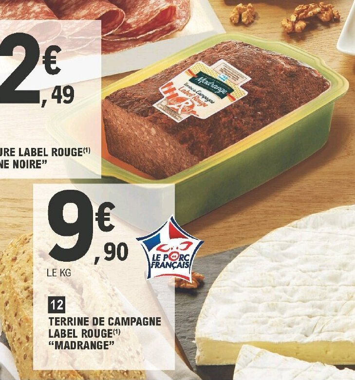 Promo Terrine De Campagne Label Rouge "Mandrange" chez E.Leclerc