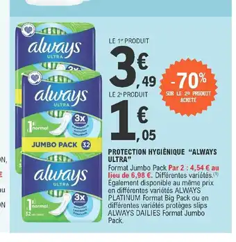 E.Leclerc Protection Hygiénique "Always Ultra" offre