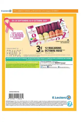 E.Leclerc 12 Macarons Octobre Rose offre