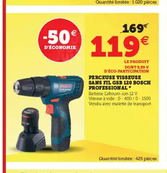 Hyper U Perceuse Visseuse Sans Fil Gsb 120 Bosch Professional * offre