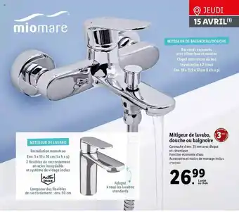 Lidl Mitigeur De Lavabo, Douche Ou Baignoire Miomare offre