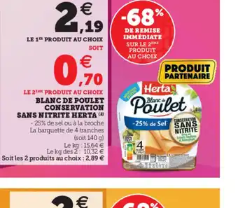 Hyper U Blanc De Poulet Conservation Sans Nitrite Herta offre