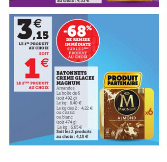 Hyper U Batonnets Creme Glacee Magnum offre
