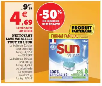 Hyper U Nettoyant Lave Vaisselle Tout En 1 Sun offre