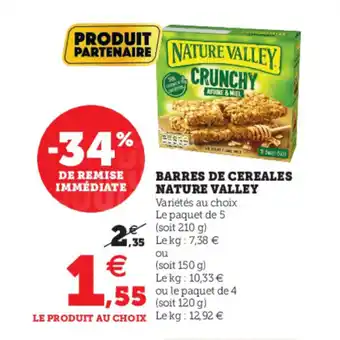 Hyper U Barres De Cereales Nature Valley offre
