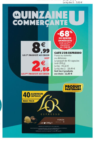 Hyper U Cafe L'or Espresso offre