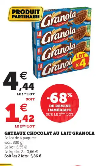 Hyper U Gateaux Chocolat Au Lait Granola offre