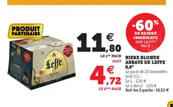 Hyper U Biere Blonde Abbaye De Leffe 6,6* offre