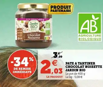 U Express Jardin bio pate a tartiner chocolat noisette offre