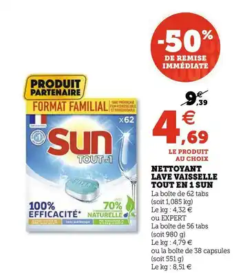 U Express Sun nettoyant lave vaisselle tout en 1 offre