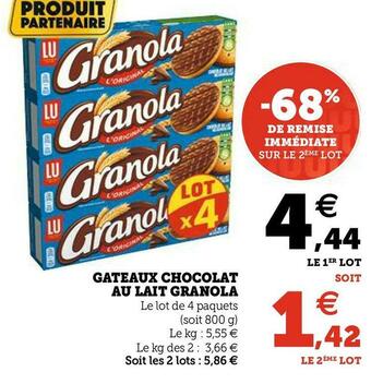 U Express Gateaux chocolat au lait granola offre