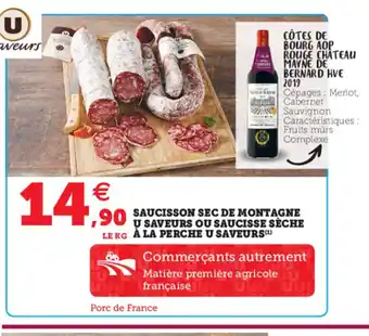 Hyper U Saucisson Sec De Montagne U Saveurs offre