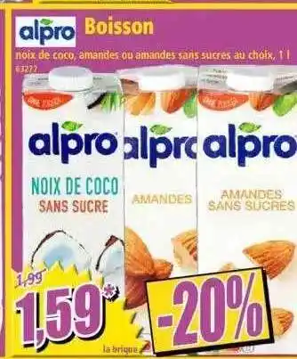 Boisson Noix De Coco, Amandes Ou Amandes Sans Sucres Au Choix Alpro