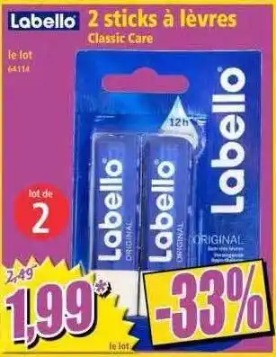 Norma 2 Sticks à Lèvres Classic Care Labello offre