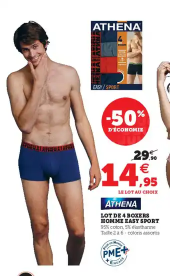 Hyper U Lot De 4 Boxers Homme Easy Sport offre