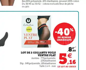 Hyper U Lot De 2 Collanrs Voile Ventre Plat offre