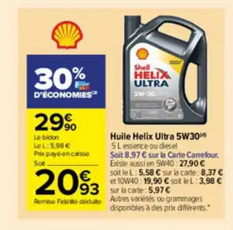 Carrefour Market Huile Helix Ultra 5w30 offre