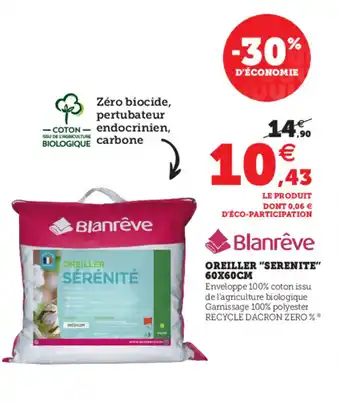 Hyper U Oreiller "Serenite" 60x60 cm offre