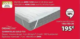 JYSK Surmatelas Gold T55 Dreamzone offre