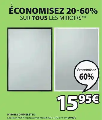 JYSK Miroir Sommersted offre