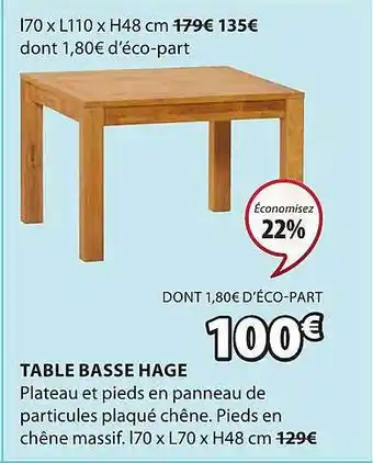 JYSK Table Basse Hage offre