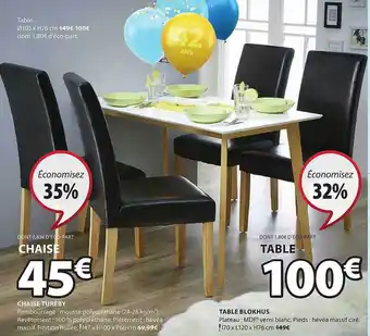 JYSK Chaise Tureby, Table Blodhus offre