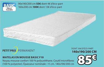JYSK Matelas En Mousse Basic F10 offre