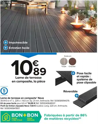 Lame de terrasse en composite Neva