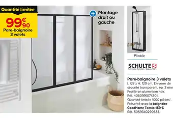 SCHULTE Pare-baignoire 3 volets