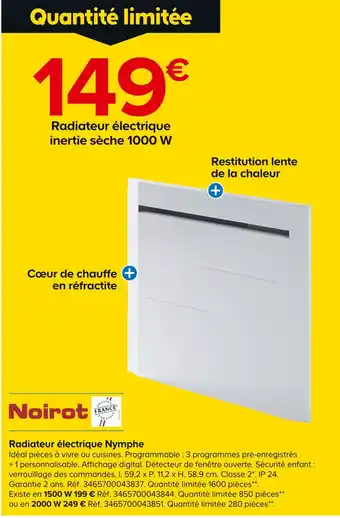 Castorama Noirot Radiateur électrique Nymphe offre
