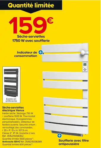 Castorama Sèche-serviettes électrique Venus offre