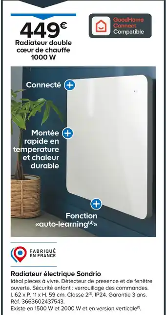 Castorama GoodHome Radiateur électrique Sondrio offre