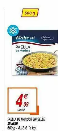 Netto Paëlla De Marisco Surgelée Maheso offre