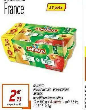 Netto Compote Pomme Nature - Pomme-poire Andros offre