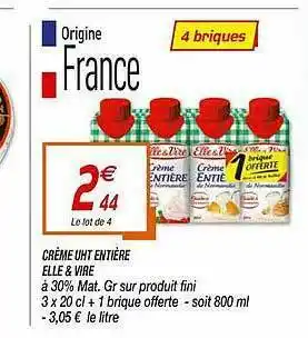 Netto Crème Uht Entière Elle & Vire offre