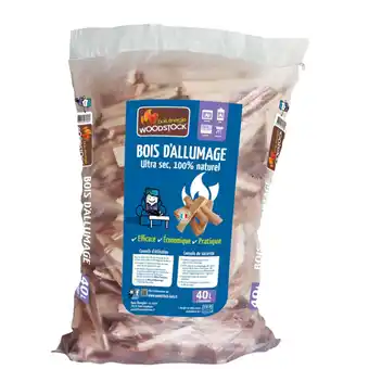 Carrefour Market WOODSTOCK SUR TOUT LE BOIS D'ALLUMAGE SUR UN PRODUIT IDENTIQUE offre